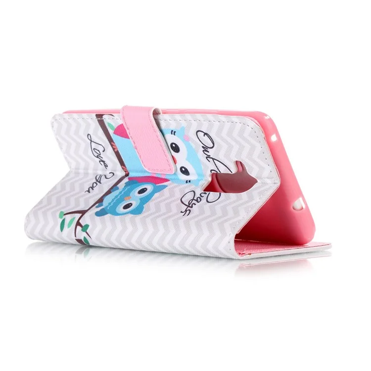 Patterned Mobile Case Leather Wallet Stand Cover for Huawei Honor 5c/GT3/Honor 7 Lite - Owl Always Love You
