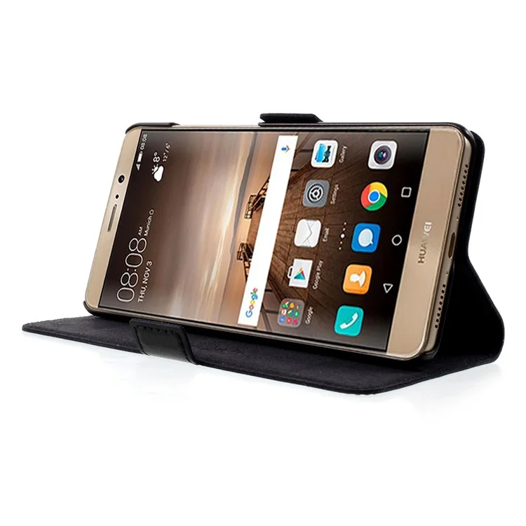 DOORMOON Genuine Leather Case for Huawei Mate 9 with Card Holder - Black