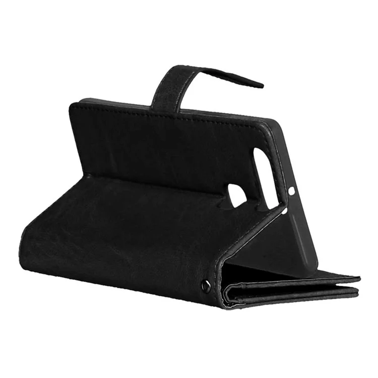 For Huawei P9 Wallet 9 Card Slots Crazy Horse Leather Mobile Phone Case - Black