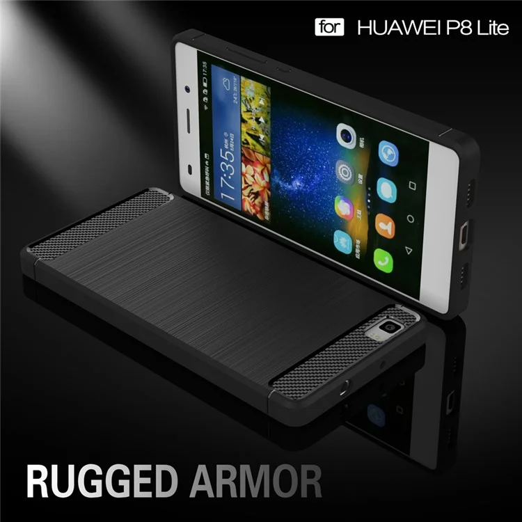 Carbon Fibre Brushed TPU Case for Huawei P8 Lite - Black