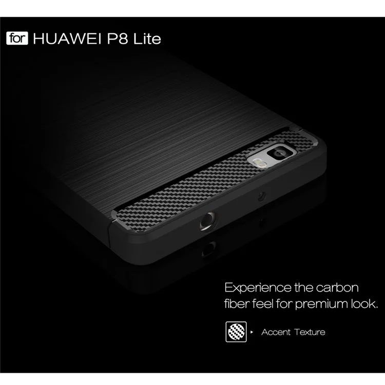 Carbon Fibre Brushed TPU Case for Huawei P8 Lite - Black