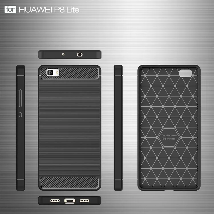Carbon Fibre Brushed TPU Case for Huawei P8 Lite - Black
