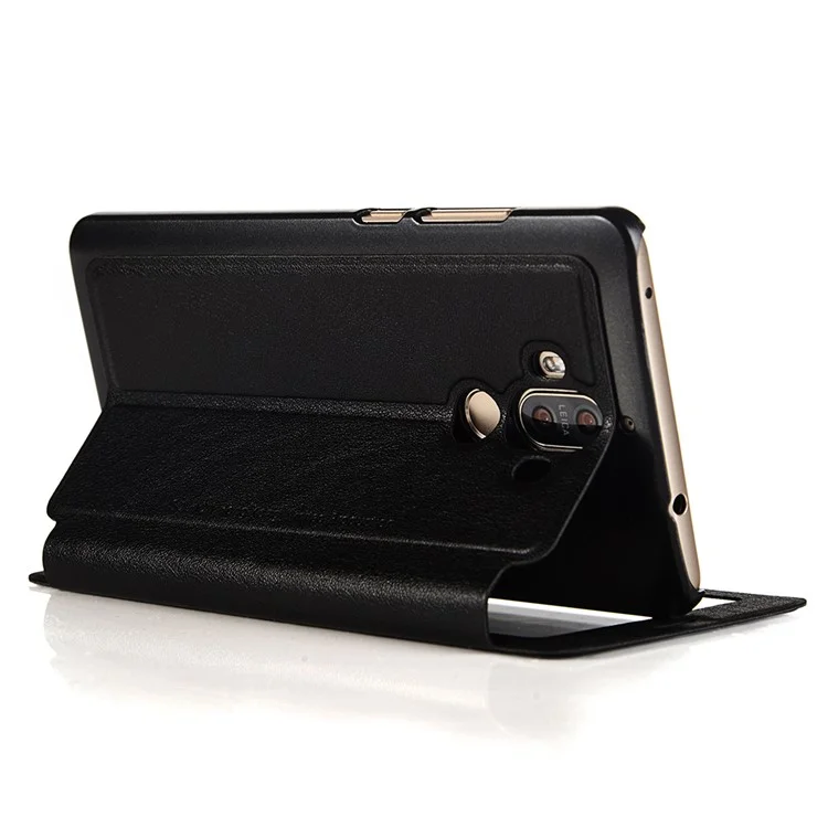 SULADA Wake Sleep Smart View Window Leather Stand Case for Huawei Mate 9 - Black