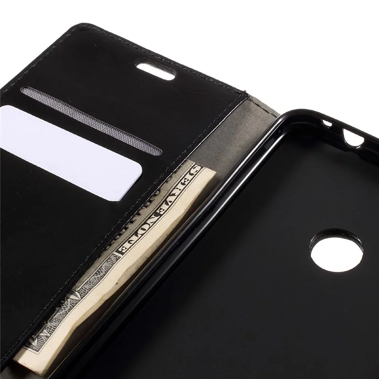 Crazy Horse Stand Leather Wallet Case for Huawei P8 Lite (2017) / Honor 8 Lite - Black