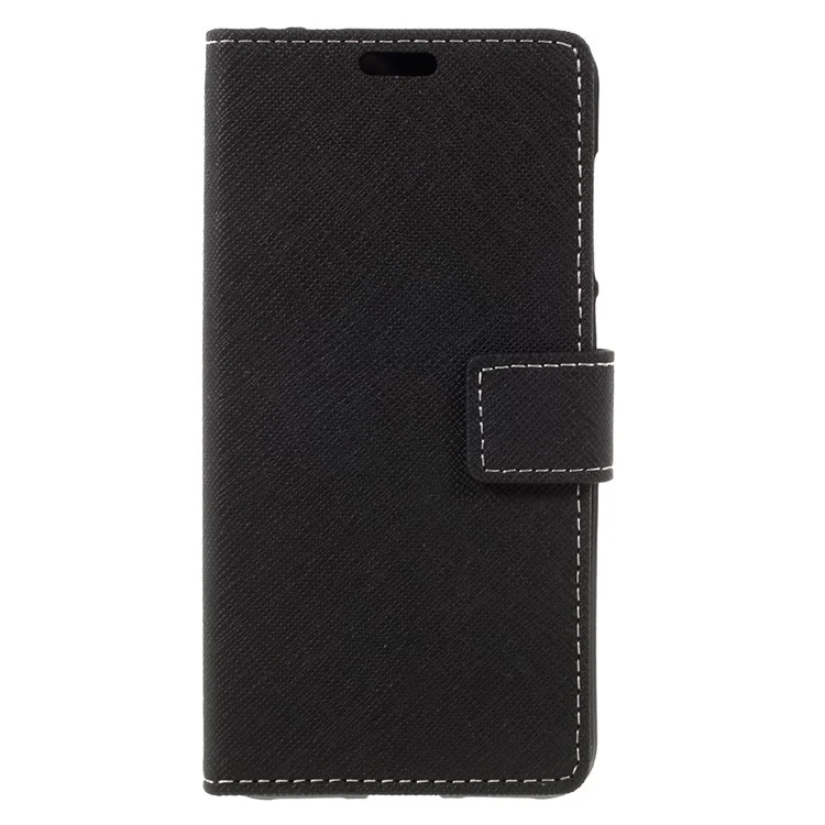 For Huawei P8 Lite (2017) / Honor 8 Lite Stand Wallet Leather Case Cross Texture - Black