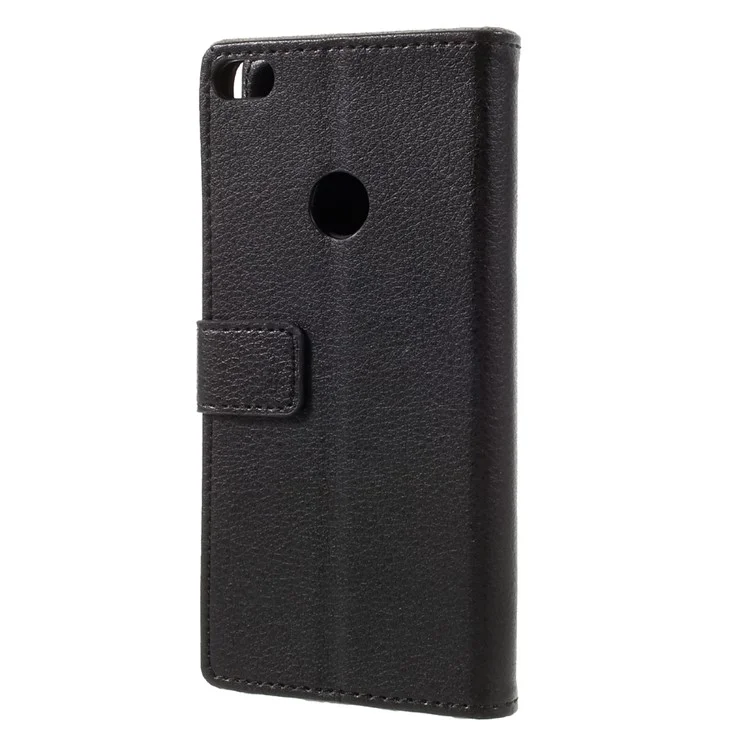 For Huawei P8 Lite (2017) / Honor 8 Lite Stand Leather Wallet Case Lychee Texture - Black