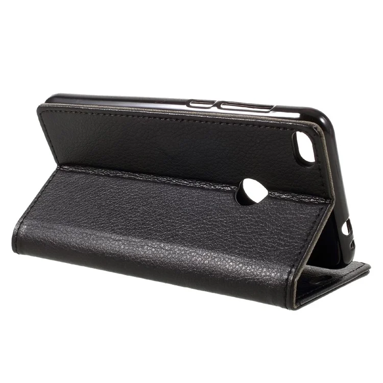 For Huawei P8 Lite (2017) / Honor 8 Lite Stand Leather Wallet Case Lychee Texture - Black