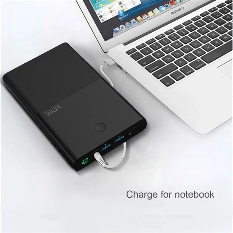 VINSIC Dual USB Power Bank 30000mAh for Cell Phone Tablet Laptop (VSPB401B) - EU Plug / Black