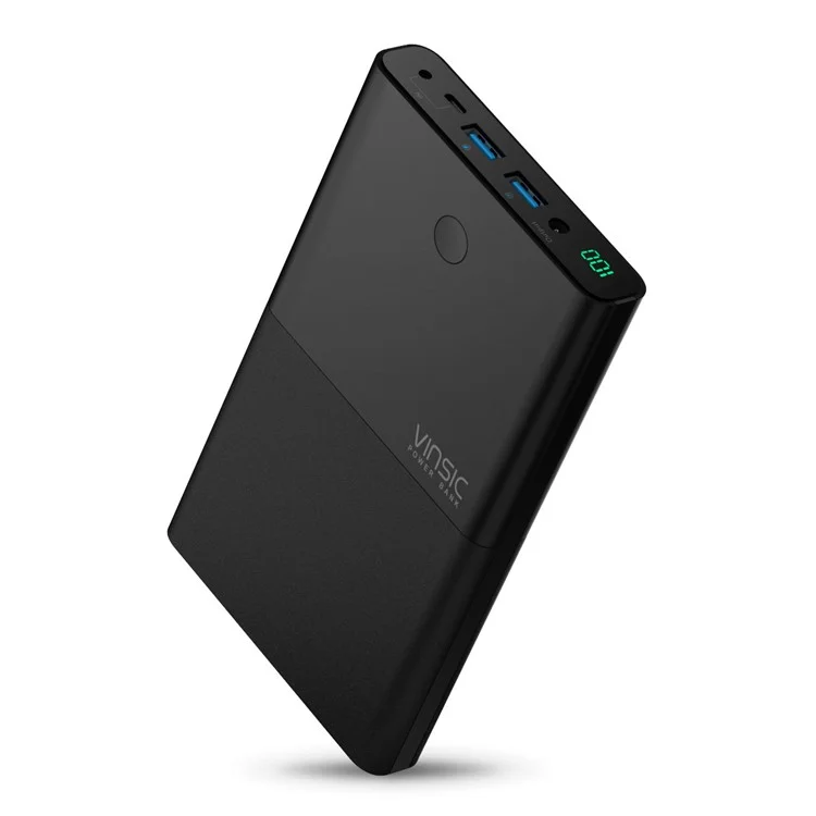 VINSIC Dual USB Power Bank 30000mAh for Cell Phone Tablet Laptop (VSPB401B) - EU Plug / Black