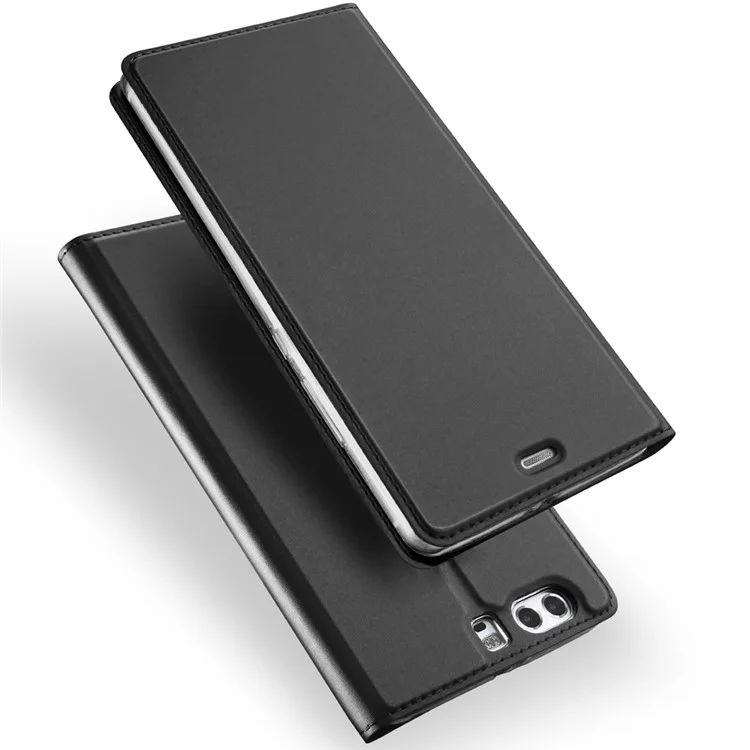 DUX DUCIS Skin Pro Series Phone Case for Huawei P10 Plus Leather Card Holder Cover with Stand - Dark Grey