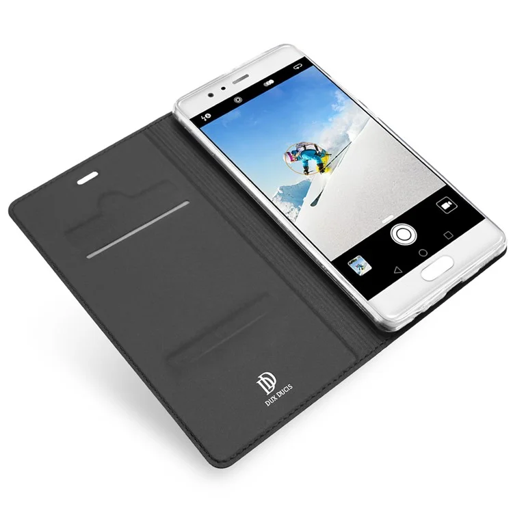 DUX DUCIS Skin Pro Series Phone Case for Huawei P10 Plus Leather Card Holder Cover with Stand - Dark Grey