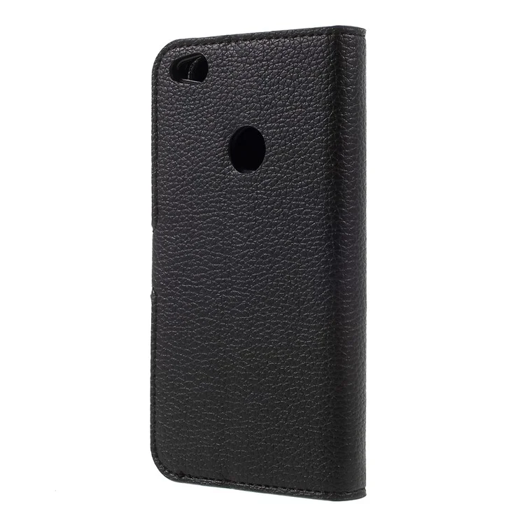 Litchi Grain Leather Wallet Mobile Case for Huawei P8 Lite (2017)/Honor 8 Lite - Black