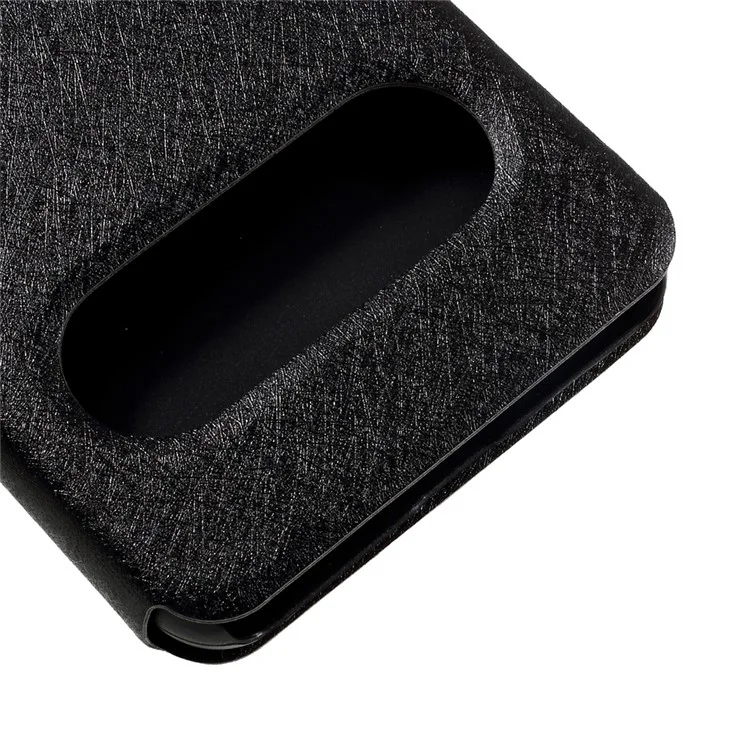 Silk Texture Dual Window Leather Phone Case for Huawei P8 Lite (2017) / Honor 8 Lite - Black