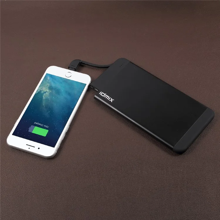 IDMIX Mate 7 MFI Certified Power Bank 7000mAh with Lightning & Micro USB Cables - Black