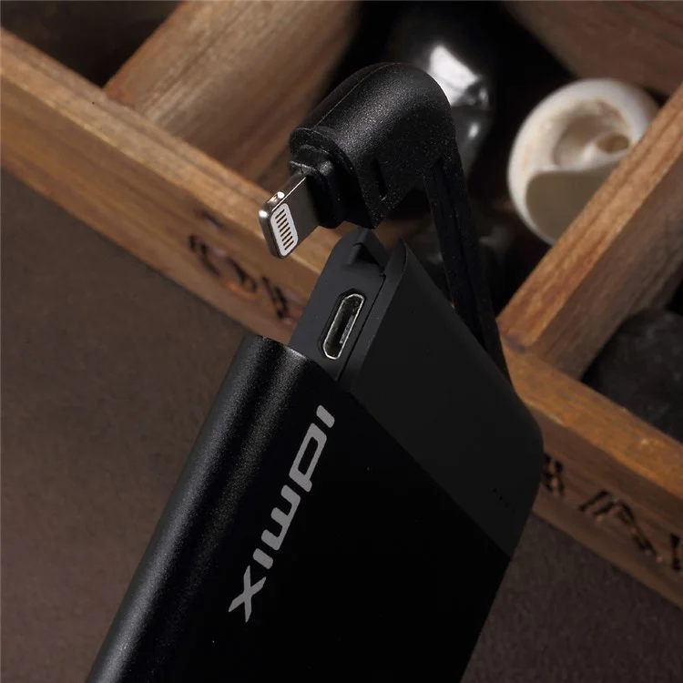 IDMIX Mate 7 MFI Certified Power Bank 7000mAh with Lightning & Micro USB Cables - Black