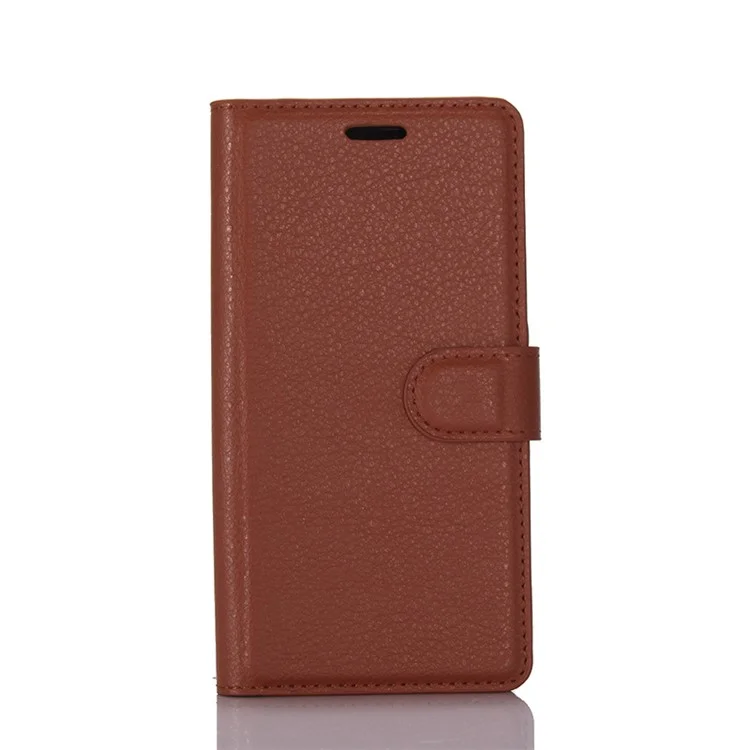 For Huawei P8 Lite (2017) / Honor 8 Lite Litchi Grain Leather Case 3 Card Holders with 1 Cash Pocket Wallet - Brown