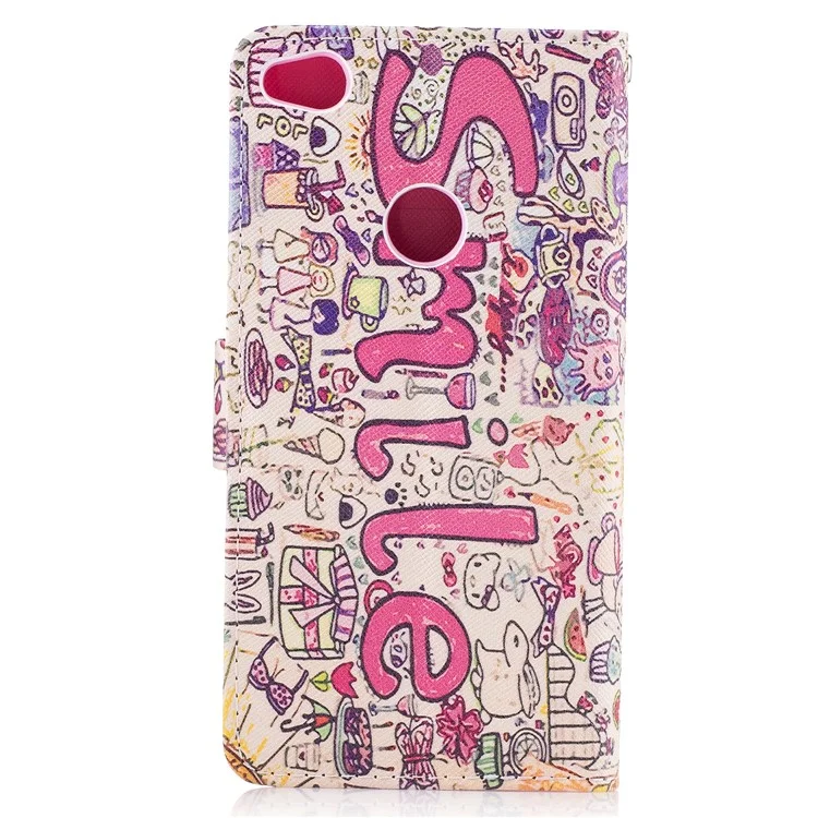 Patterned Leather Wallet Case for Huawei P8 Lite (2017)/Honor 8 Lite - Smile Cartoon Patterns