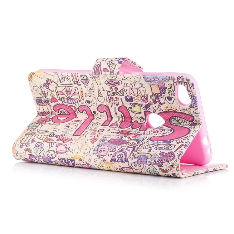 Patterned Leather Wallet Case for Huawei P8 Lite (2017)/Honor 8 Lite - Smile Cartoon Patterns
