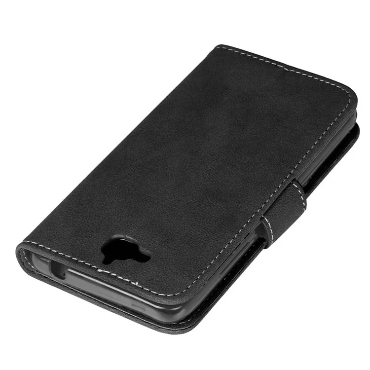 Retro Matte Stand Wallet Leather Case for Huawei Y6 Pro / Enjoy 5 - Black