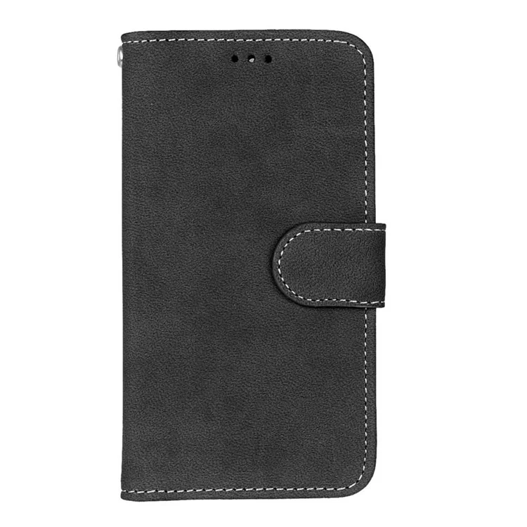 Retro Matte Stand Wallet Leather Case for Huawei Y6 Pro / Enjoy 5 - Black