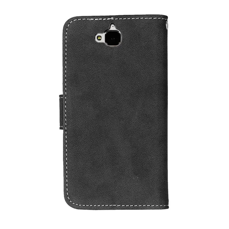 Retro Matte Stand Wallet Leather Case for Huawei Y6 Pro / Enjoy 5 - Black