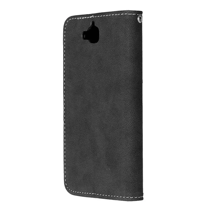 Retro Matte Stand Wallet Leather Case for Huawei Y6 Pro / Enjoy 5 - Black