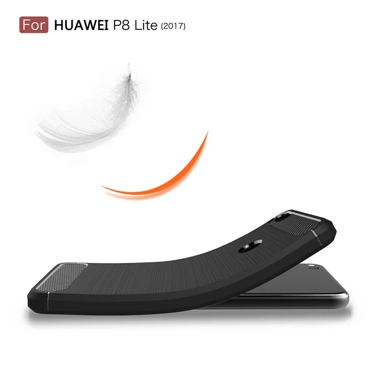 Brushed TPU Carbon Fiber Phone Case for Huawei P8 Lite (2017) / Honor 8 Lite - Black