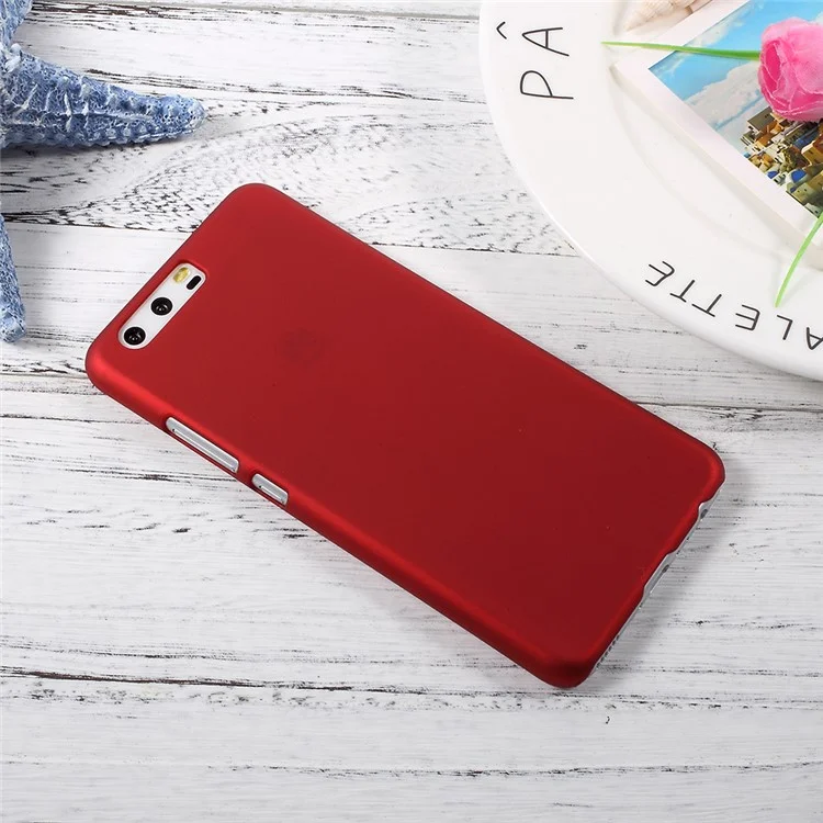 Para Huawei P10 Capilla de Tapa de Teléfono de Plástico Duro de Goma de Goma - Rojo