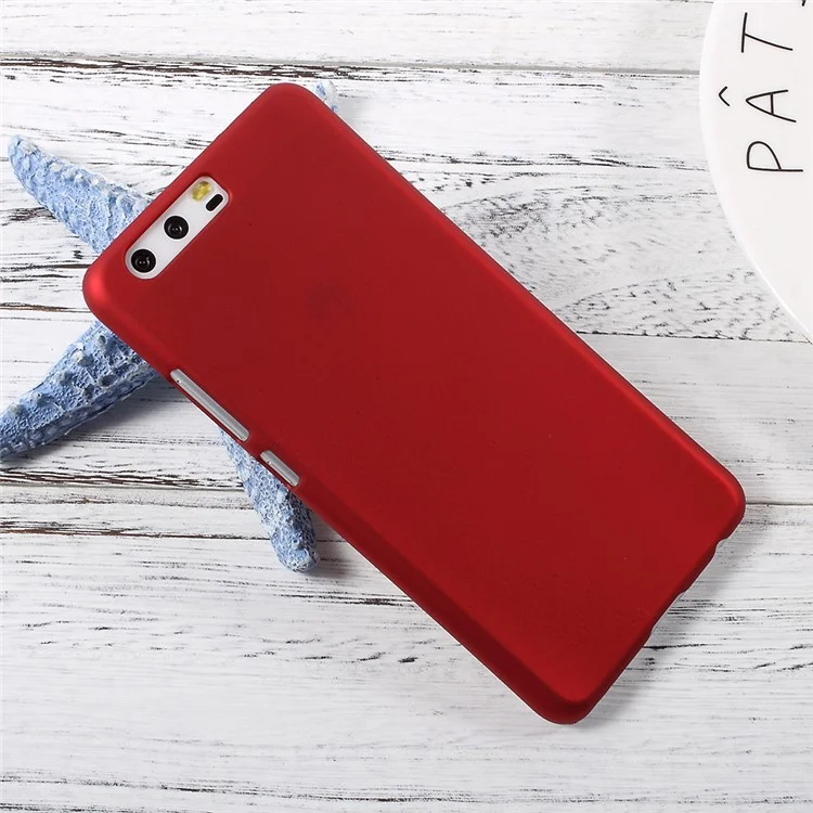 Para Huawei P10 Capilla de Tapa de Teléfono de Plástico Duro de Goma de Goma - Rojo