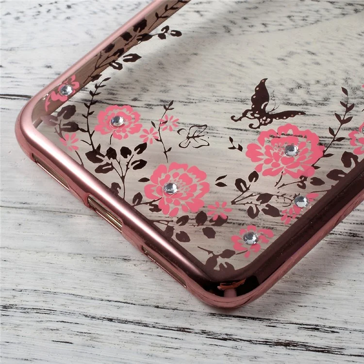 Flower Butterfly Diamond Plating TPU Case for Huawei P8 Lite (2017)/Honor 8 Lite - Rose Gold