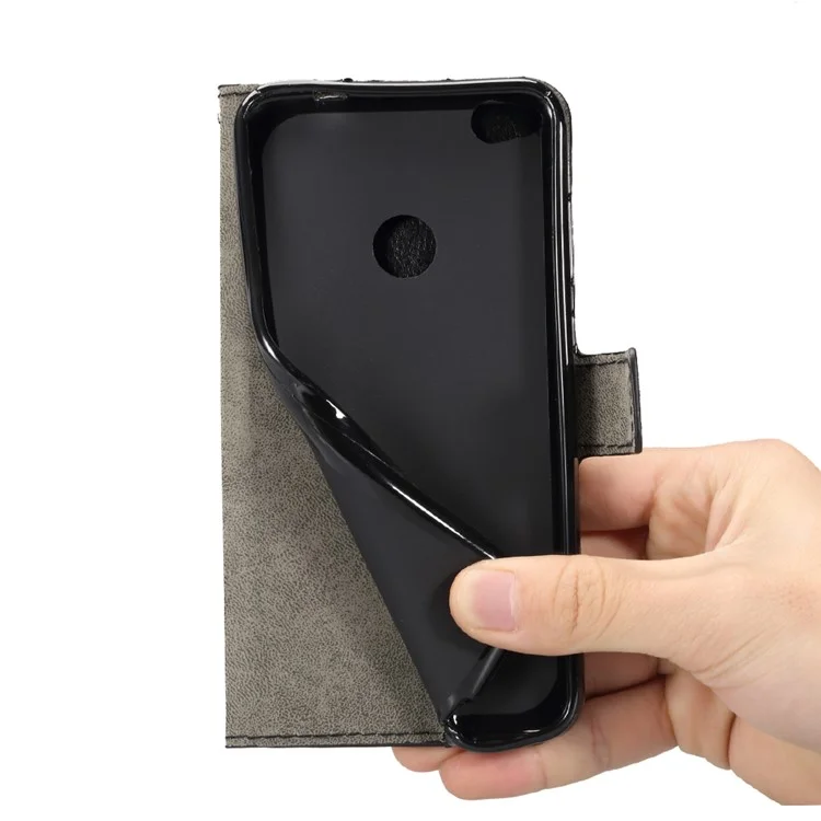 Crazy Horse Leather Wallet Case for Huawei P8 Lite (2017) / Honor 8 Lite - Black