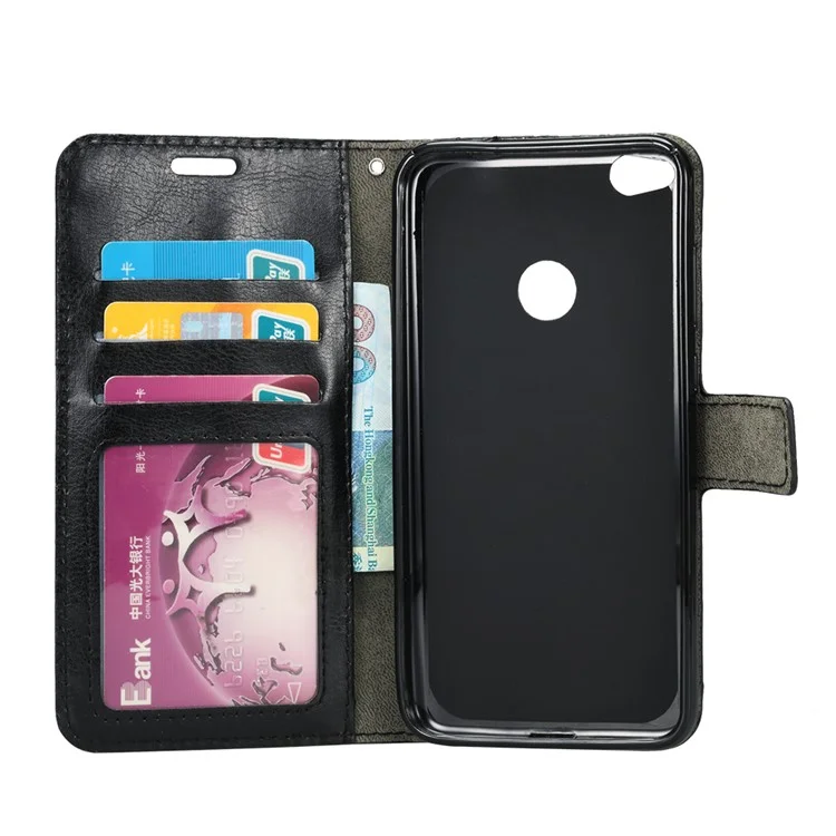 Crazy Horse Leather Wallet Case for Huawei P8 Lite (2017) / Honor 8 Lite - Black