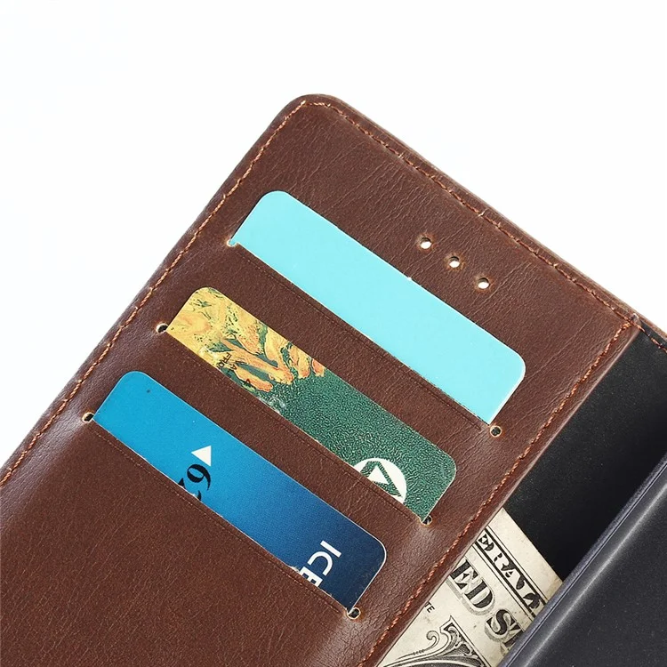 Retro Crazy Horse Texture Leather Wallet Stand Shell for Huawei P8 Lite (2017) / Honor 8 Lite - Coffee