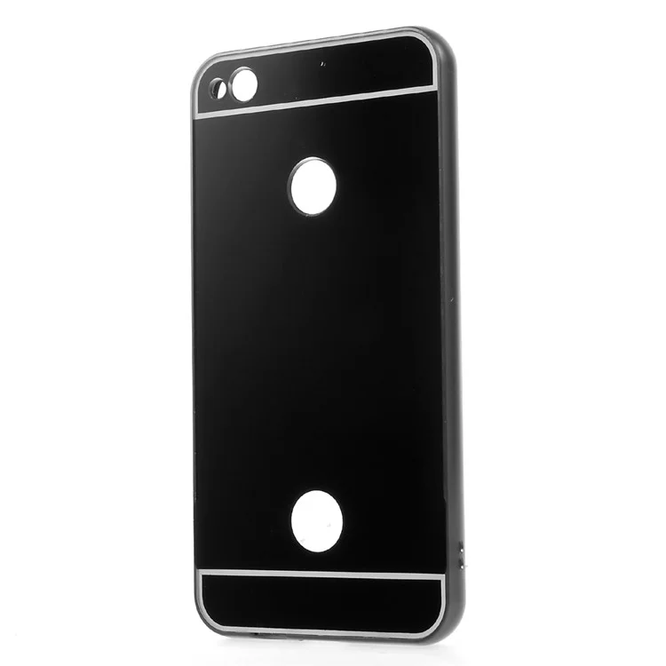 Slide-on Metal Bumper Plating PC Back Phone Case for Huawei P8 Lite (2017) - Black