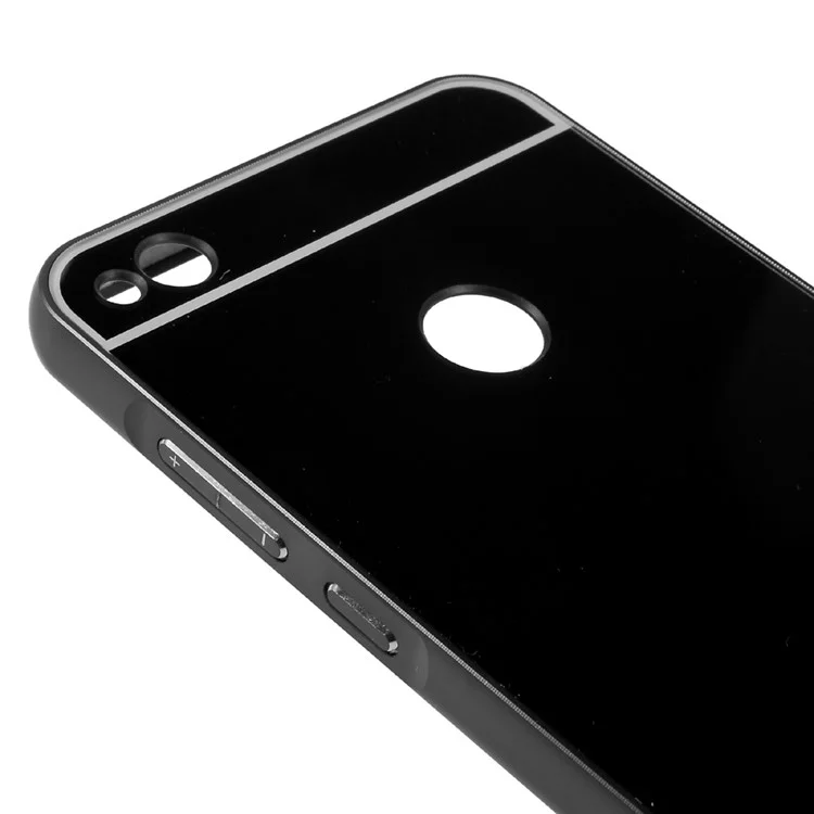Slide-on Metal Bumper Plating PC Back Phone Case for Huawei P8 Lite (2017) - Black
