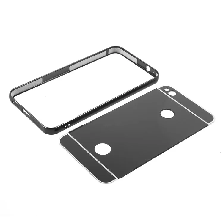 Slide-on Metal Bumper Plating PC Back Phone Case for Huawei P8 Lite (2017) - Black