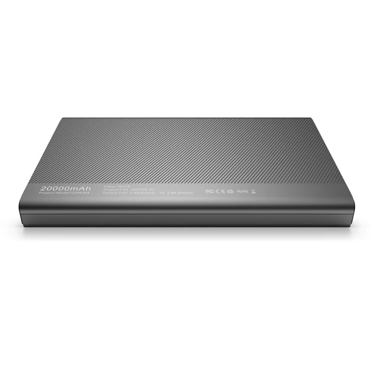 VINSIC RoHS Power Bank 20000mAh Type-C Smart Power Bank with LED Display for Samsung S8 etc. - Black