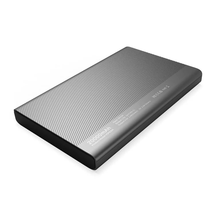 VINSIC RoHS Power Bank 20000mAh Type-C Smart Power Bank with LED Display for Samsung S8 etc. - Black