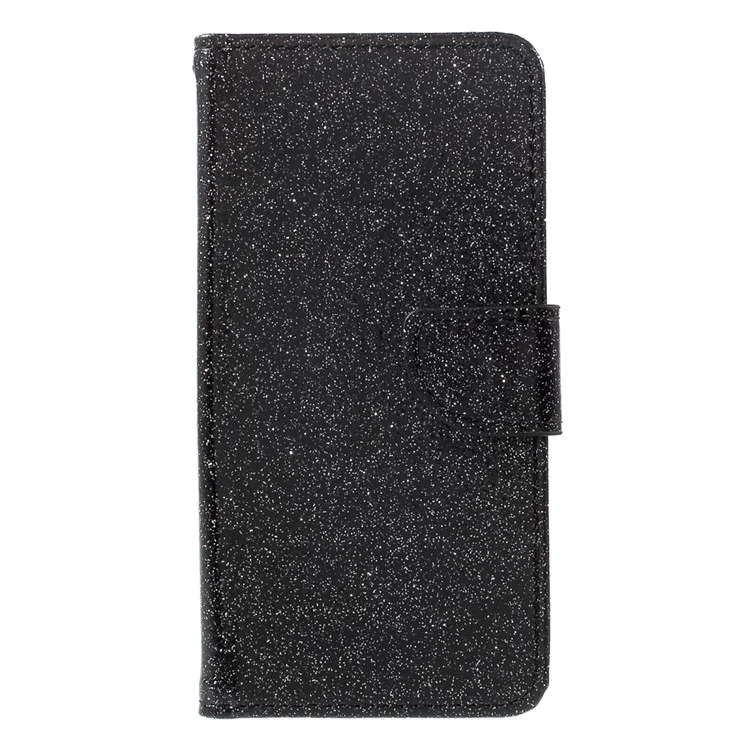 For Huawei P8 Lite (2017) / Honor 8 Lite Glittery Smooth Leather Magnetic Wallet Case - Black