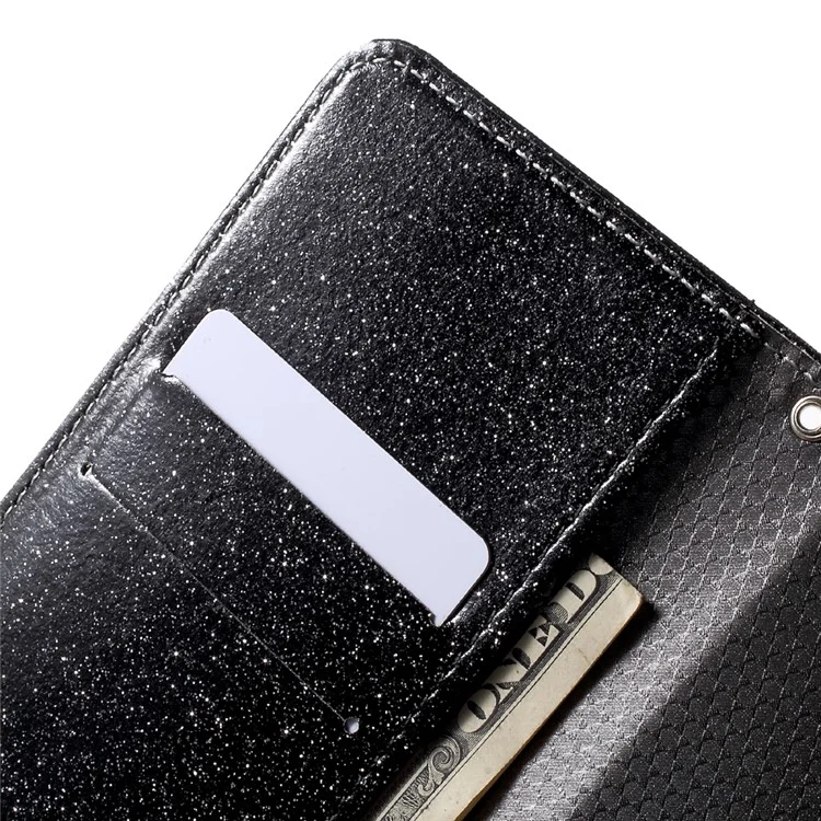 For Huawei P8 Lite (2017) / Honor 8 Lite Glittery Smooth Leather Magnetic Wallet Case - Black