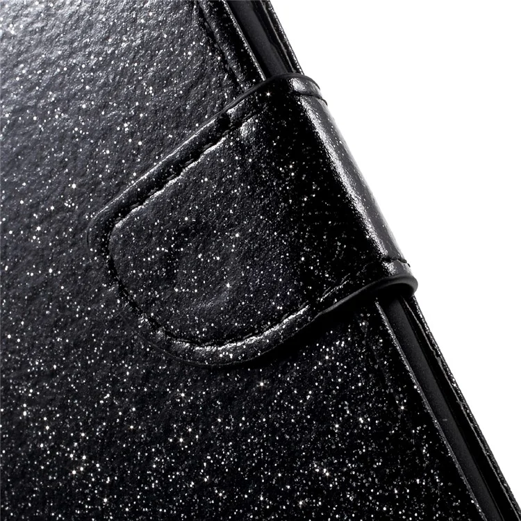 For Huawei P8 Lite (2017) / Honor 8 Lite Glittery Smooth Leather Magnetic Wallet Case - Black
