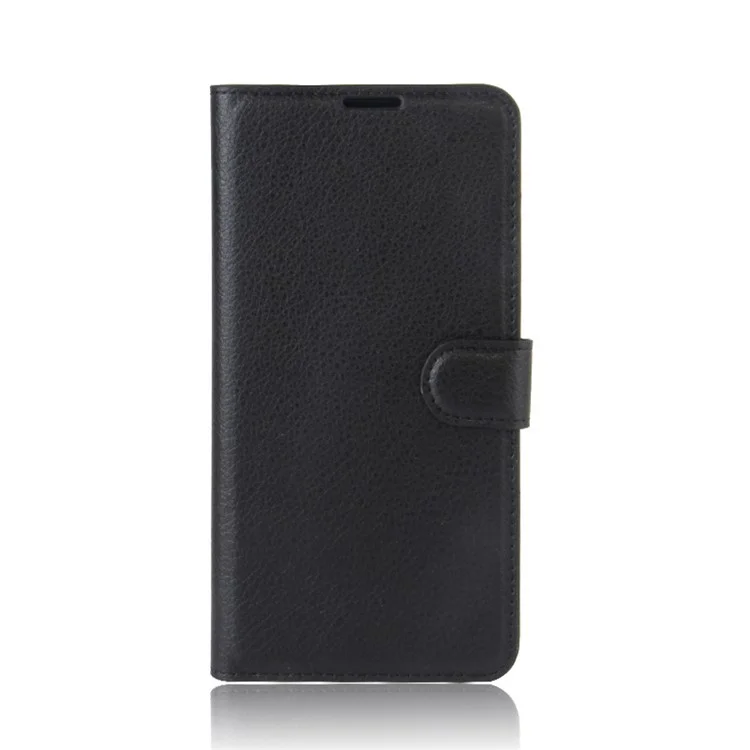 Case de Teléfono de Cuero de Billetera de Grano Lychee Para Huawei P10 Plus - Negro