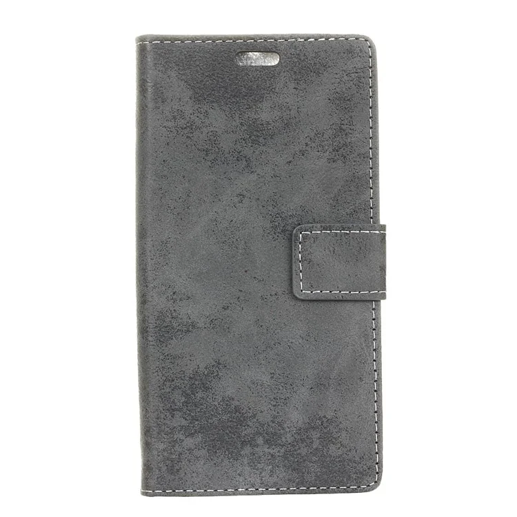 Vintage Style Leather Wallet Mobile Phone Case for Huawei P10 - Grey