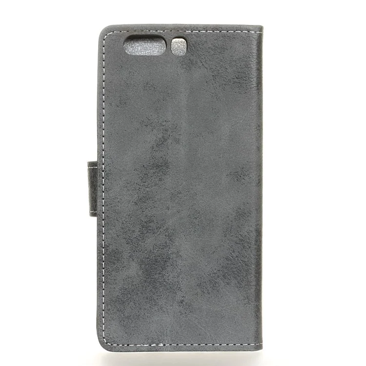 Vintage Style Leather Wallet Mobile Phone Case for Huawei P10 - Grey