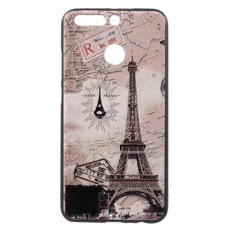 Pattern Printing Embossed TPU Shell Cover Case for Huawei Honor 8 Pro / Honor V9 - Eiffel Tower