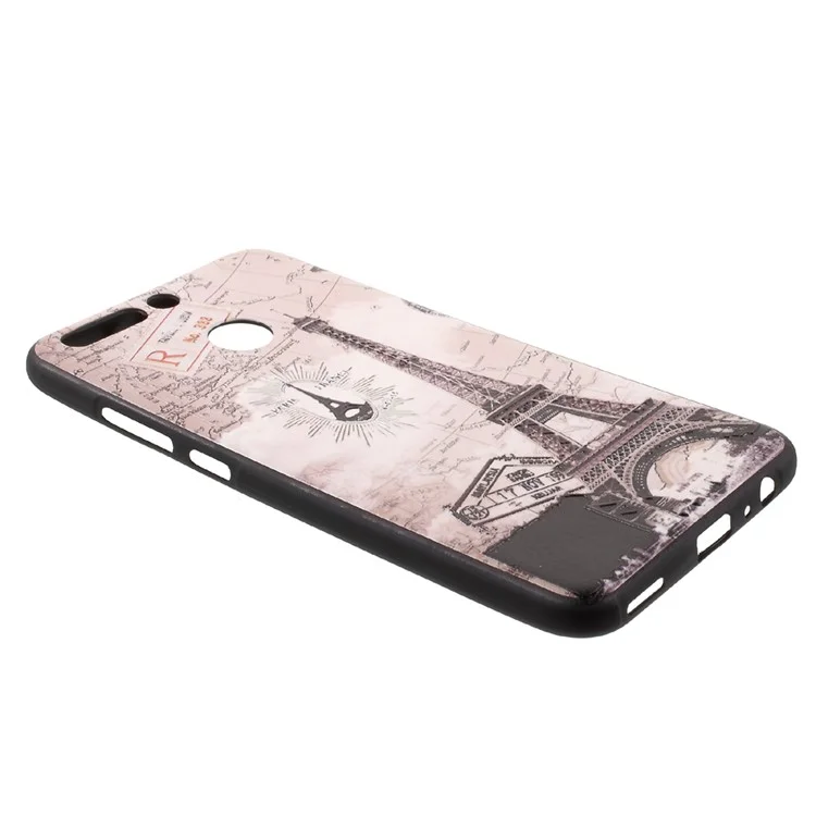 Pattern Printing Embossed TPU Shell Cover Case for Huawei Honor 8 Pro / Honor V9 - Eiffel Tower