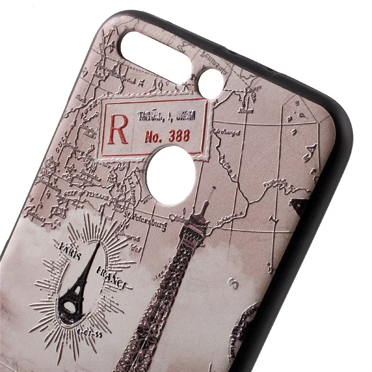 Pattern Printing Embossed TPU Shell Cover Case for Huawei Honor 8 Pro / Honor V9 - Eiffel Tower