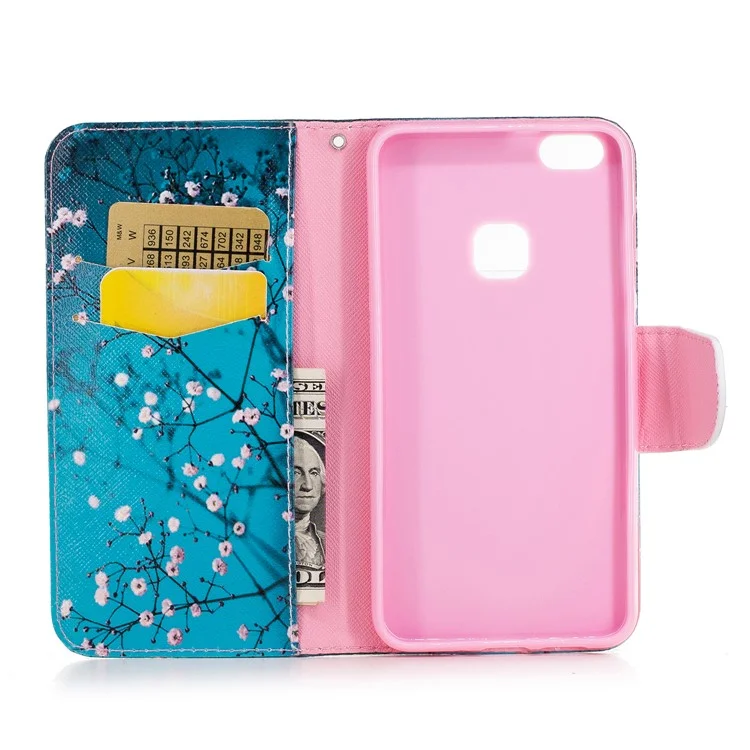 Pattern Printing Wallet Leather Stand Case for Huawei P10 Lite - Tree with Flowers