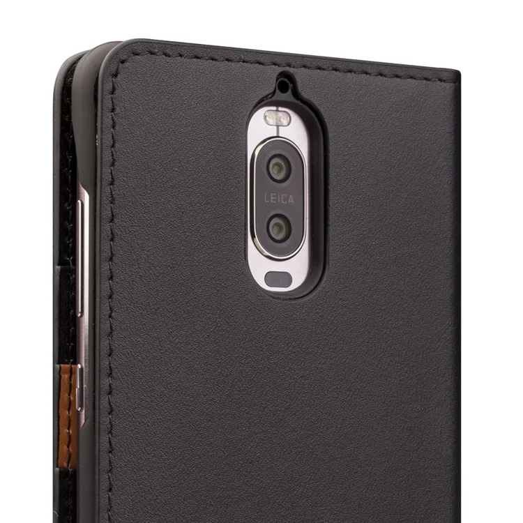 QIALINO Classic Gen II Top Layer Cowhide Leather Wallet Case for Huawei Mate 9 Pro/Porsche Design - Black