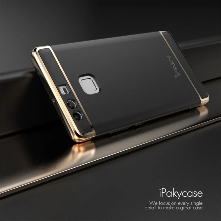 IPAKY 3-in-1 Electroplating PC Hard Mobile Case for Huawei P9 - Black